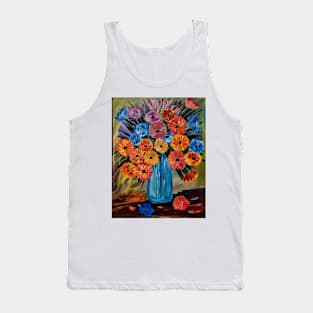 Some mixed flowers with metallic blue vase Tank Top